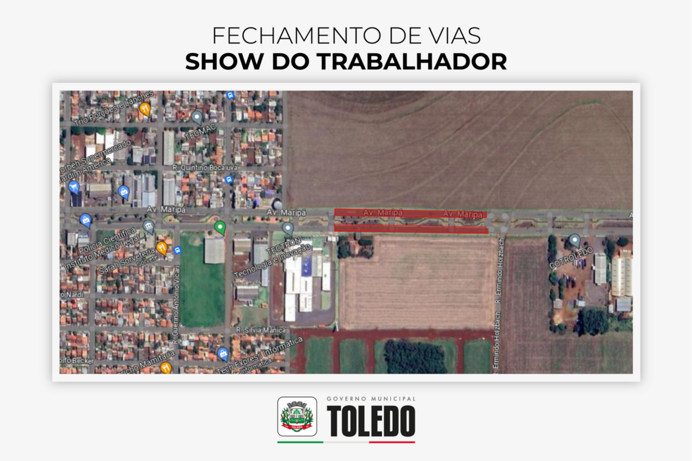 Restrição inicia-se às 6h; medida visa à segurança de quem vai trabalhar ou assistir ao Show do Trabalhador, que neste ano será com o Trio Parada Dura