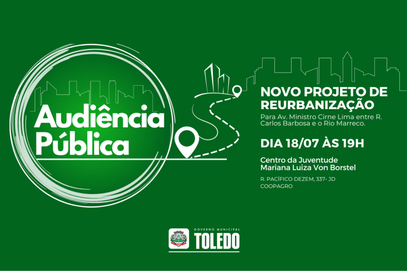Governo municipal quer ouvir a população que utiliza a via em evento marcado para a próxima terça (18), às 19h, no Centro da Juventude Mariana Luiza Von Borstel