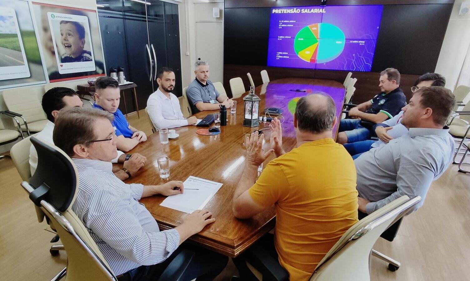 Encontro na tarde desta quarta (27) na Sala de Reuniões do Gabinete do Prefeito trouxe indicadores sobre perfil dos empregos e dados da Agência do Trabalhador de Toledo
