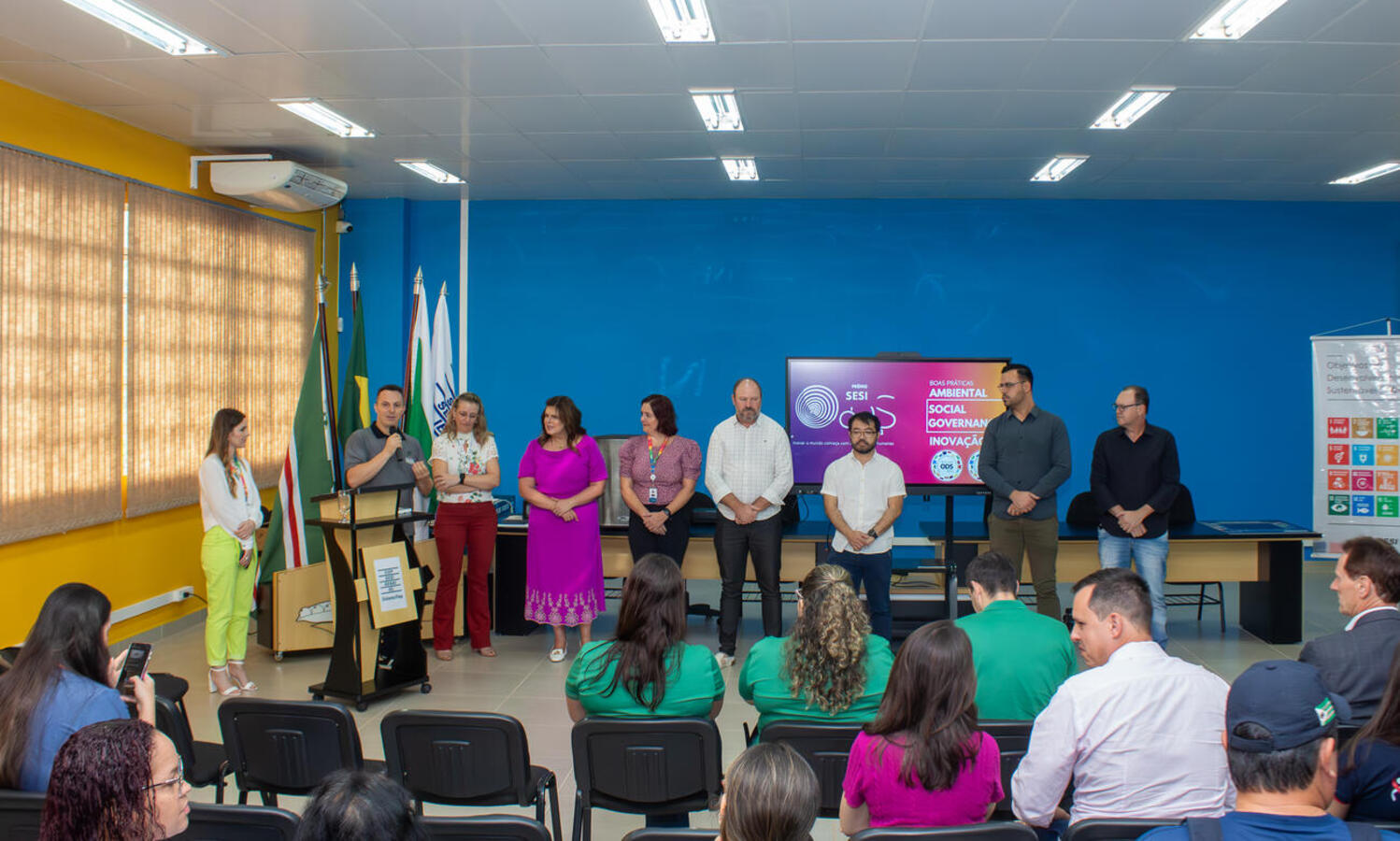 Empresas e instituições do terceiro setor de Toledo, Marechal Cândido Rondon e Terra Roxa foram homenageadas com o Selo Sesi ODS. Crédito das fotos: Jakson Farias