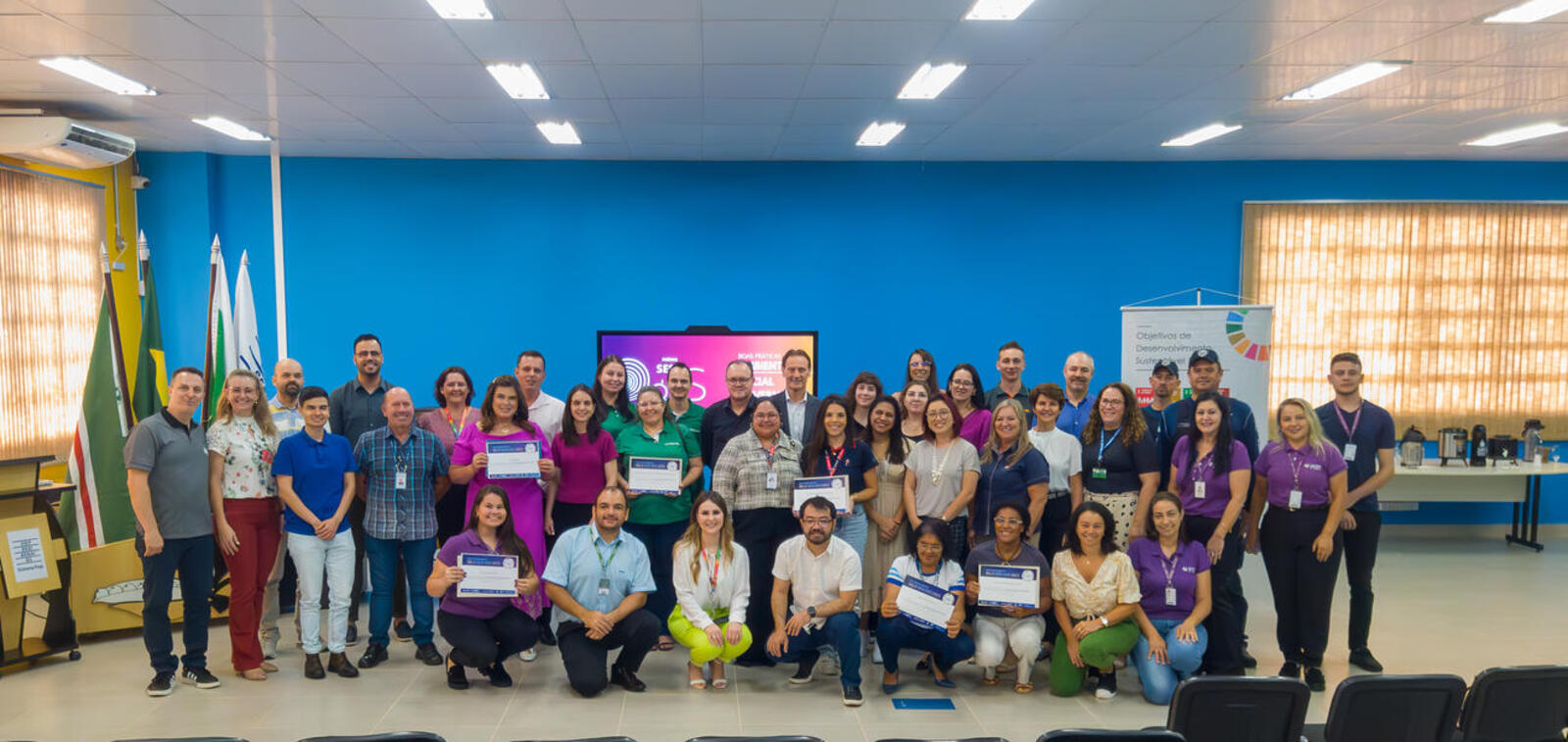 Empresas e instituições do terceiro setor de Toledo, Marechal Cândido Rondon e Terra Roxa foram homenageadas com o Selo Sesi ODS. Crédito das fotos: Jakson Farias