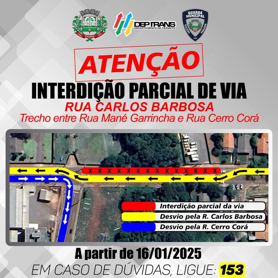 Objetivo é dar mais segurança a quem trafega pelo local para a realização de obras de contenção pela equipe da Secretaria de Infraestrutura Urbana e Rural