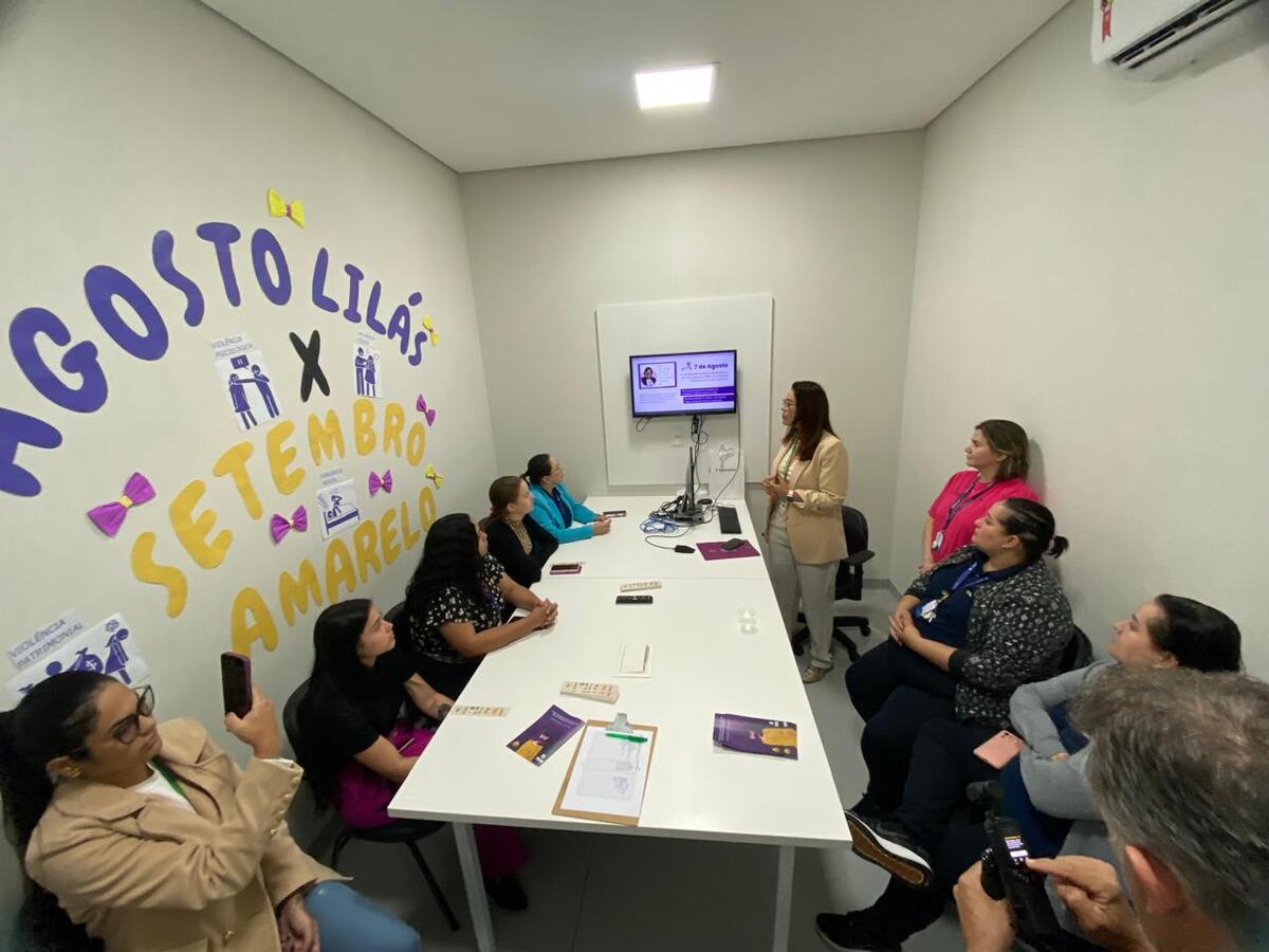 A Secretaria da Mulher realizou, a pedido da Humana Clinic, uma palestra sobre o agosto lilás para as funcionárias da instituição