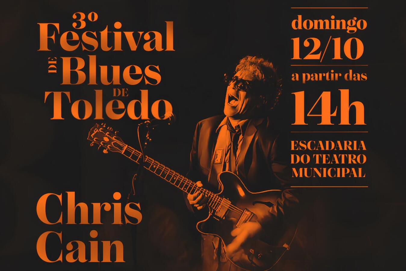 Evento está marcado para o dia 12/10 (domingo), a partir das 14h, nas escadarias do Teatro Municipal; atração principal será o guitarrista estadunidense Chris Cain