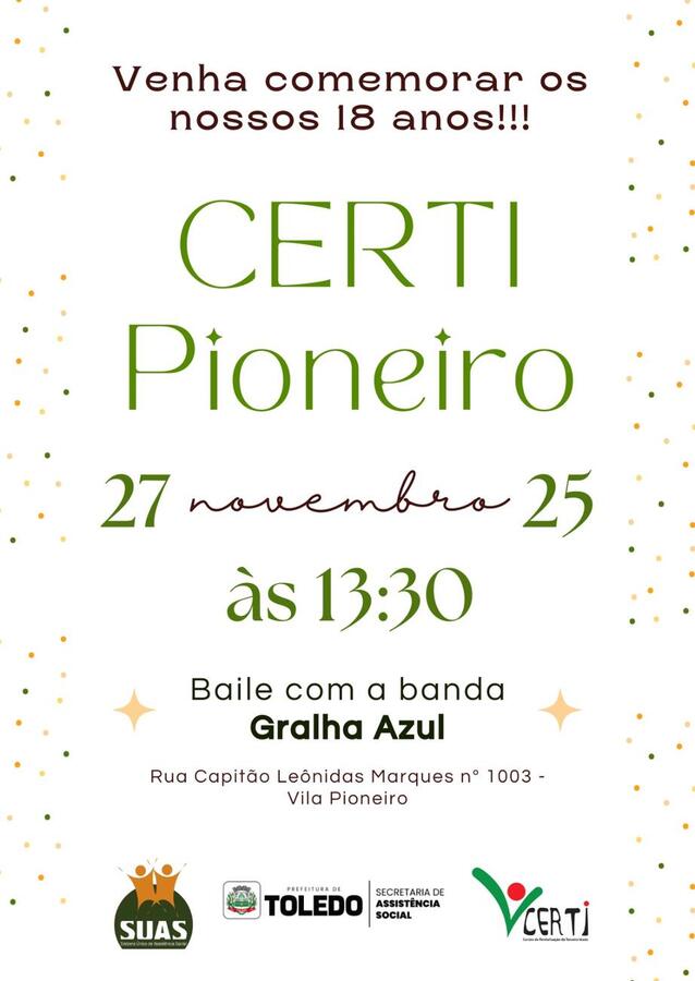 A expectativa é que cerca de 300 idosos compareçam á celebração, que se inicia às 13h30 e contará com parabéns, corte de bolo e baile com a banda Gralha Azul 