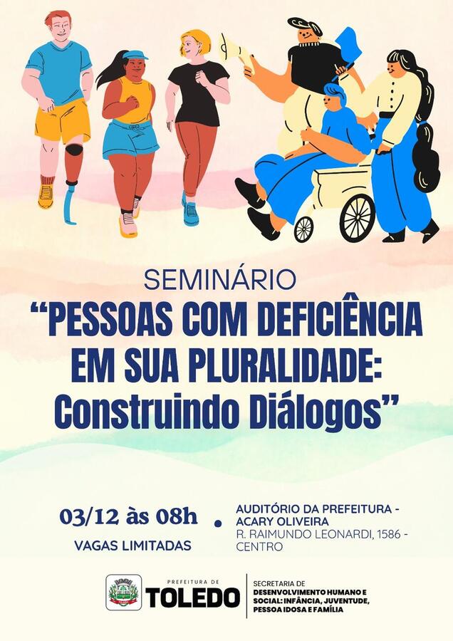 No dia 3 de dezembro, a partir das 8 horas, a Secretaria de Desenvolvimento Humano e Social: Infância, Juventude, Pessoa Idosa e Família realizará o Seminário “Pessoas com deficiência em sua pluralidade: construindo diálogos”