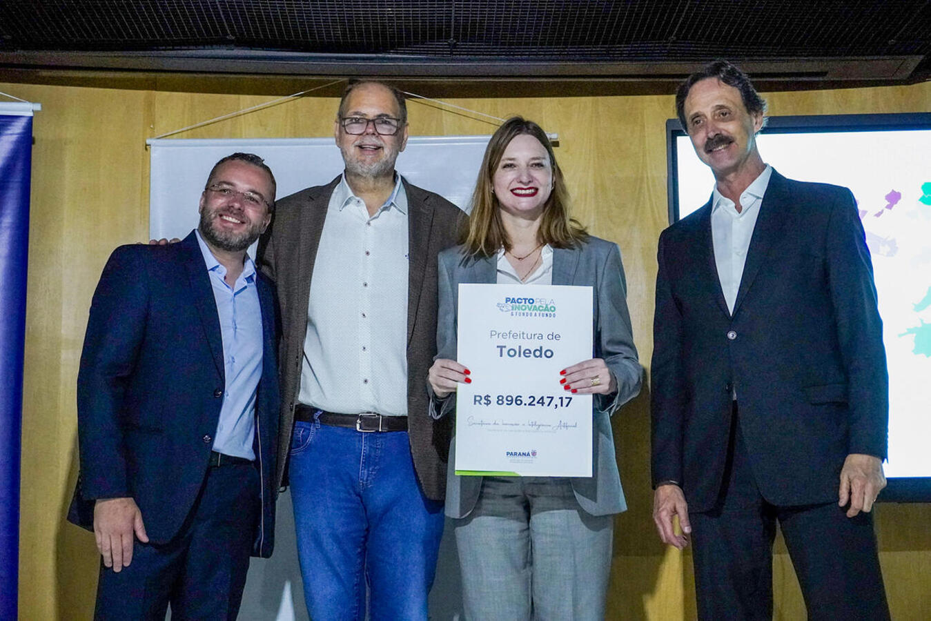 Em evento realizado quarta (17), em Curitiba, Toledo foi contemplado com recursos de R$ 896.247,17 da Secretaria de Estado de Inovação e Inteligência Artificial (Seia)