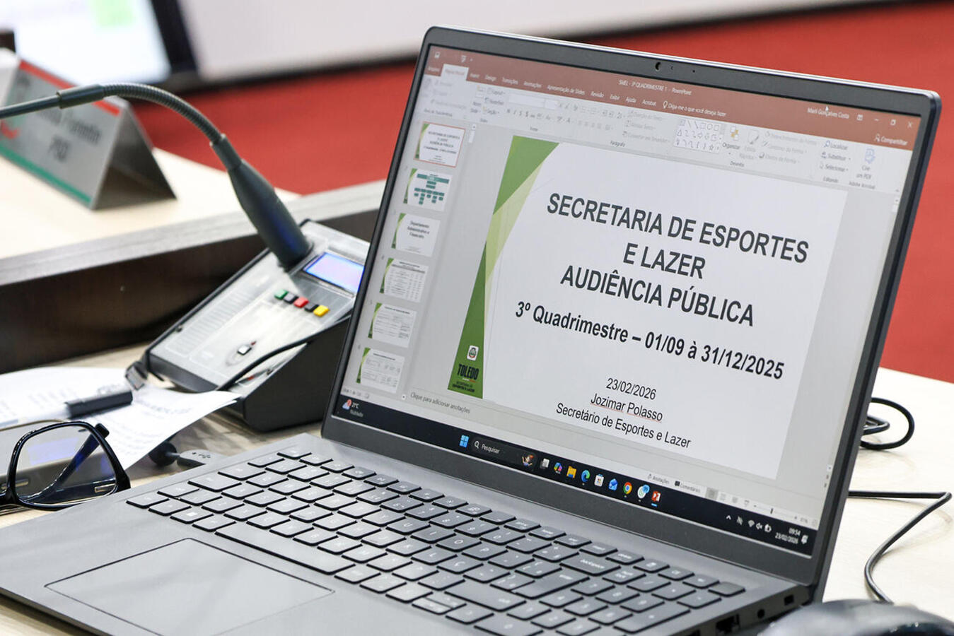 Explanações sobre atividades e finanças da Secretaria Municipal de Esportes e Lazer ocorreram em audiência pública realizada na manhã desta segunda-feira (23)