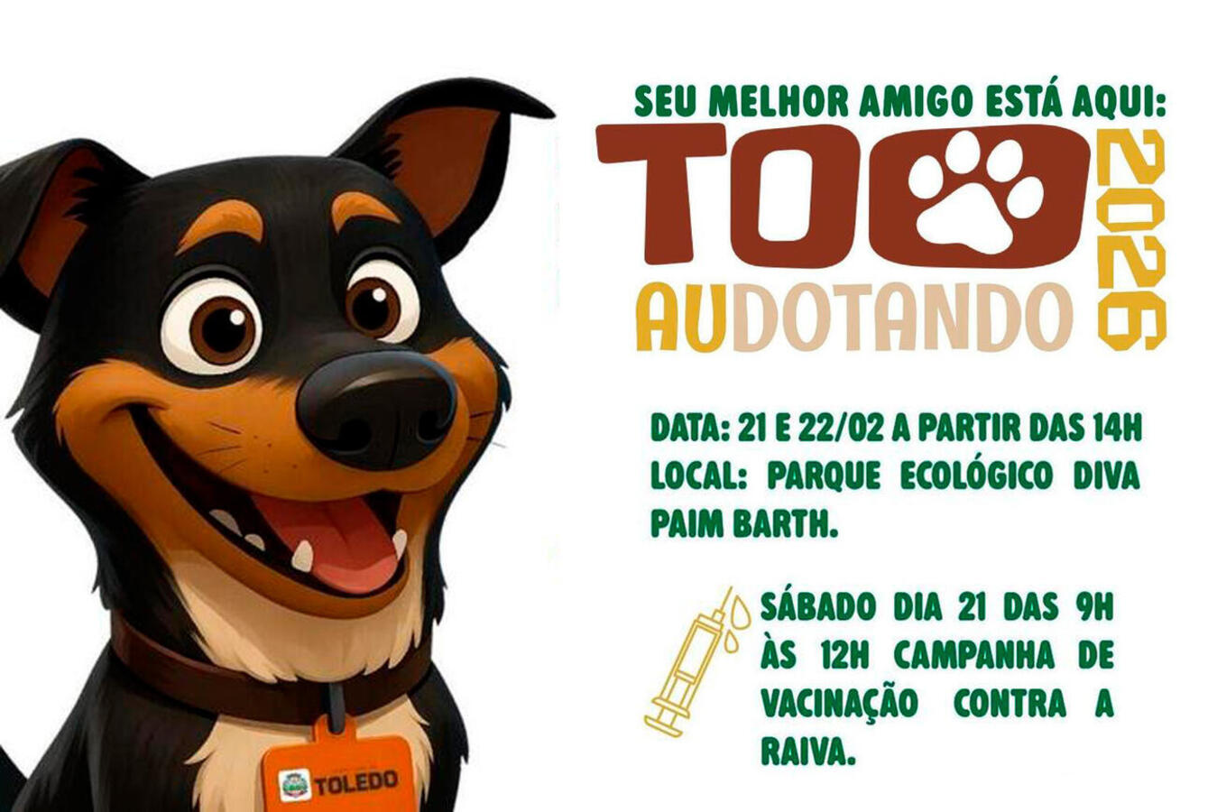 Principal cartão-postal de Toledo (foto) será movimentado por campanha de vacinação contra a raiva e feira de adoção de cães e gatos “Too Audotando”