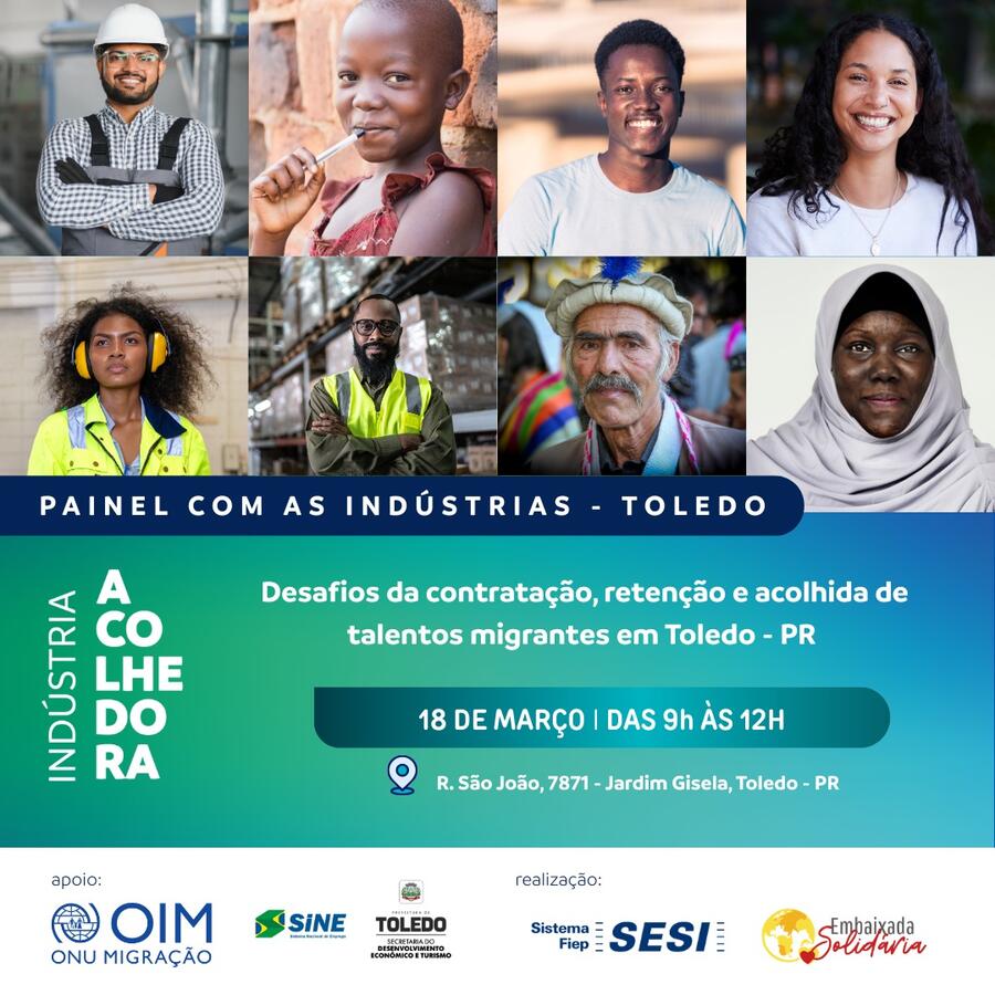 Evento promovido pelo Sesi Paraná, em parceria com a Embaixada Solidária e apoio da Prefeitura, busca soluções para ampliar a integração de trabalhadores migrantes no mercado formal
