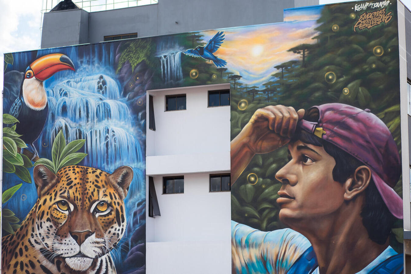 Assinadas pelo artista plástico Isaac Souza de Jesus, obras fazem parte do projeto “Empenas Periféricas” e estão localizadas na Rua 1º de Maio, na Vila Pioneiro