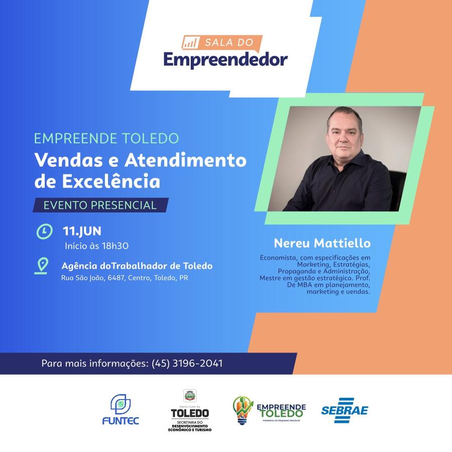 Evento gratuito será realizado no dia 11 de junho, na Agência do Trabalhador, com palestra do economista Nereu Mattiello