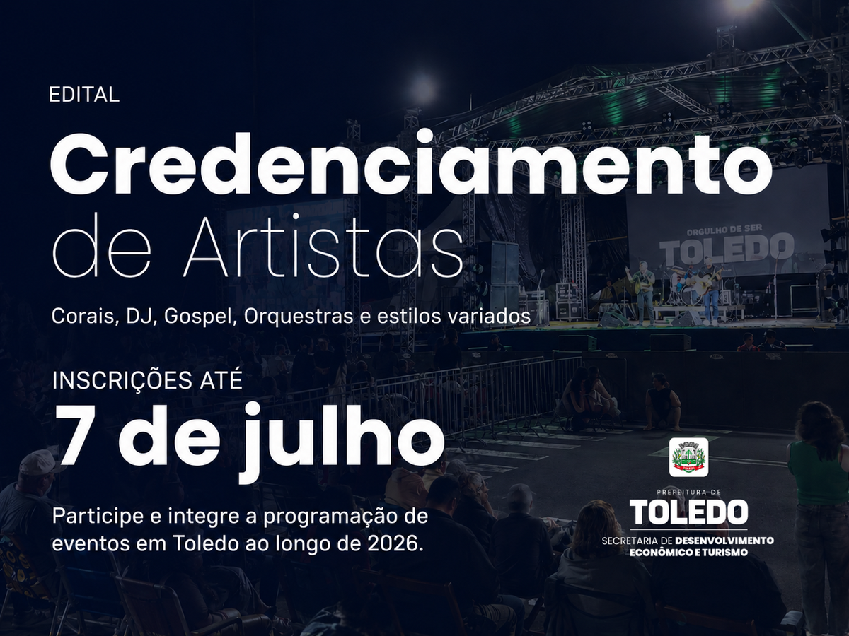 Inscrições seguem abertas até 7 de julho para artistas interessados em participar de eventos da Secretaria de Desenvolvimento Econômico e Turismo