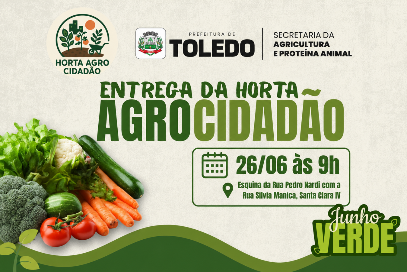 Cerimônia às 9h, no Jardim Santa Clara IV, integra a programação do Junho Verde e destaca iniciativa que une segurança alimentar, sustentabilidade e inclusão social