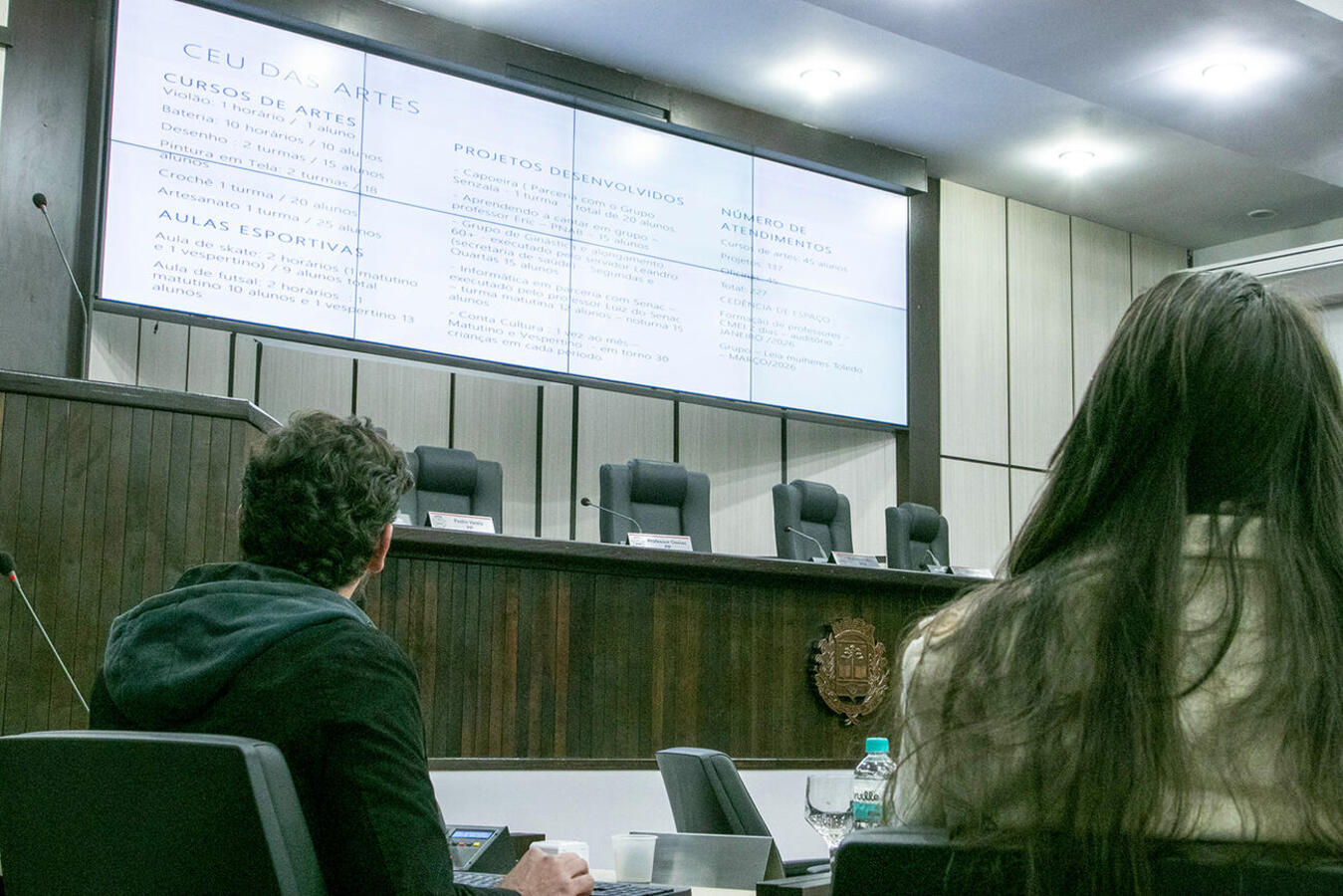 Equipe da Secretaria expôs, na manhã desta quarta (24), no Plenário da Câmara de Vereadores, dados sobre a execução físico-orçamentária do 1º quadrimestre de 2026
