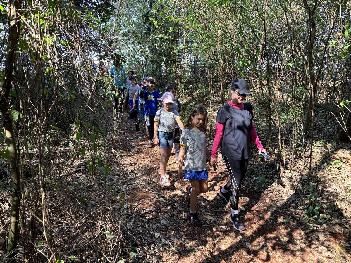 Cerca de 89 alunos participaram de percurso de 7 quilômetros, plantio de 23 mudas, trilha e ações de conscientização ambiental