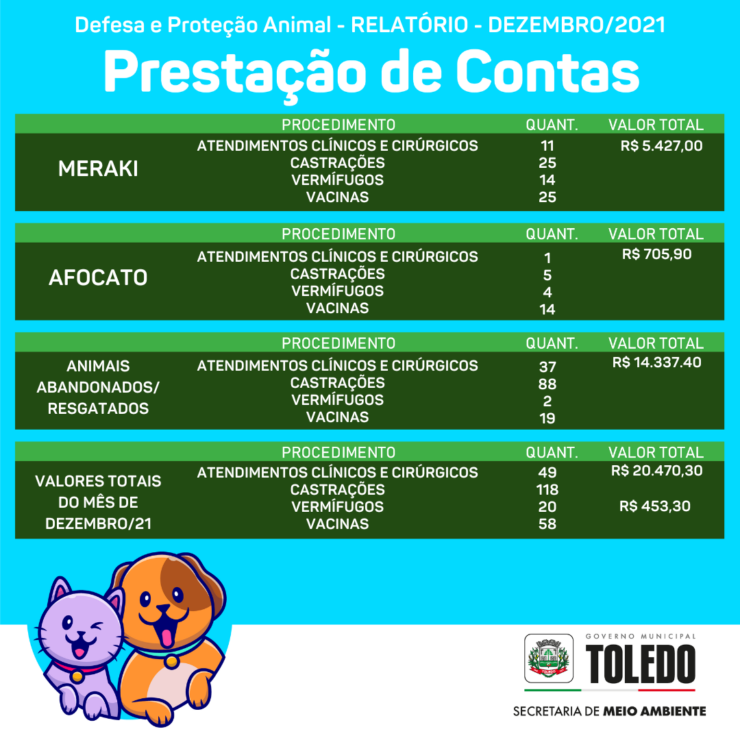 Prestação de contas - DEZEMBRO