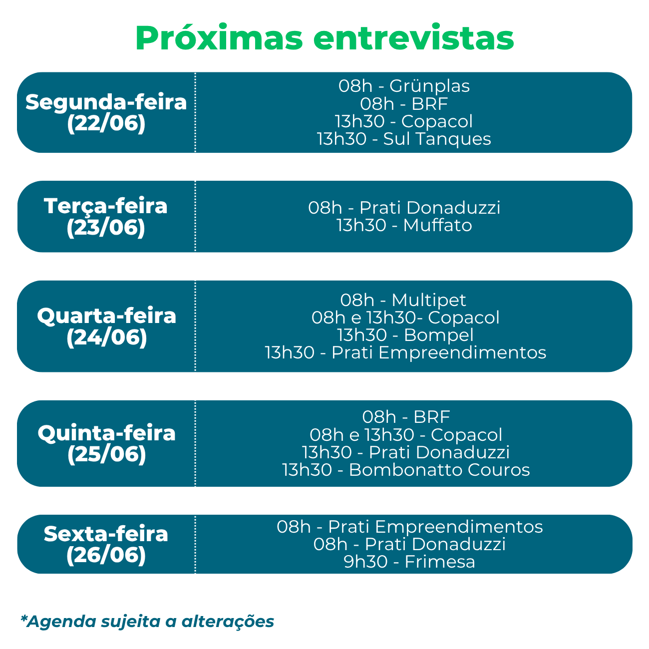 imagem contendo próximas entrevistas