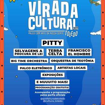 Logo da Virada Cultural, seguida da programação principal