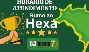 A partir das 11h30, servidores públicos municipais de Toledo estão dispensados pelo restante do dia para torcer pela Seleção Brasileira, que entra em campo às 12h