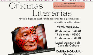 Evento será realizado nos dias 6, 13 e 20 de maio (sábados) no Auditório da Casa da Cultura; gratuitas, inscrições podem ser feitas por meio de formulário eletrônico