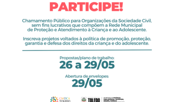 Para acessarem recursos do FMDCA, a maioria vinda do Campanha Legal, organizações voltadas a este público devem entregar propostas entre 26 e 29/5