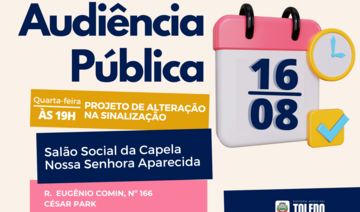 Alterações na malha viária e implantação de fiscalização eletrônica serão os temas de evento que será realizado às 19h no Salão Social da Capela Nossa Senhora Aparecida