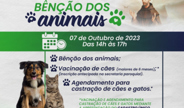 Evento será realizado sábado (7), das 14h às 17h, no entorno do principal templo católico do Coopagro, onde também haverá vacinação de cães e agendamento para castrações
