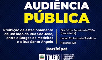 Restrição de estacionamento na Rua São João (entre as ruas Borges de Medeiros e Santo  ngelo) será tema de encontro na sede da Embaixada Solidária, a partir das 19h