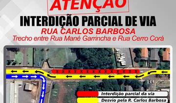 Objetivo é dar mais segurança a quem trafega pelo local para a realização de obras de contenção pela equipe da Secretaria de Infraestrutura Urbana e Rural