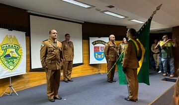 O vice-prefeito Lucio De Marchi discursou após a cerimônia de passagem do 19º Batalhão de Polícia Militar