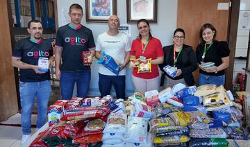 Obtidos no Festival da Primavera, realizado no último dia 15, cerca de 100 kg de donativos foram entregues na tarde desta quinta-feira (30), na sede da entidade