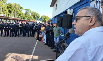 Na manhã desta sexta-feira (19), a Guarda Municipal realizou uma cerimônia de homenagem ao GM Ademir,  que atua hoje na Patrulha Maria da Penha
