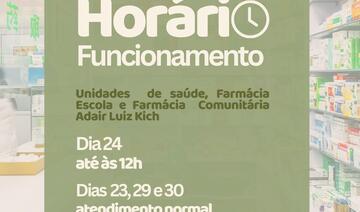 Unidades Básicas de Saúde e farmácias ajustam atendimento em função dos feriados e do recesso administrativo no fim de dezembro e início de janeiro