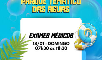 Neste domingo (18), das 7h30 às 11h30, a Prefeitura de Toledo realizará mais de 1.000 exames médicos gratuitos para a população usufruir das estruturas do Parque das Águas