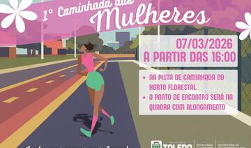 Evento da Secretaria Municipal da Mulher ocorrerá no cartão-postal de Toledo neste sábado (7), às 16h; duas voltas ao redor do Horto Florestal foram programadas