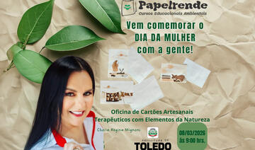 Atividade neste domingo (8) será na sede da SMMA, a partir das 9h; conteúdo será ministrado pela especialista em reciclagem de papel Cheila Regina Mignoni