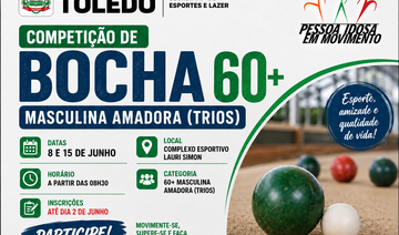 Evento acontecerá nos dias 8 e 15 de junho, às 8h30, no Centro Esportivo Lauri José Simon