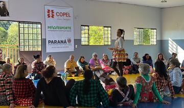 Na última quinta-feira (25) a Secretaria de Esportes realizou uma festa junina durante aula de pilates para proporcionar um momento especial aos participantes 