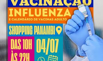 Neste sábado (4) a Secretaria da Saúde realizará uma campanha de multivacinação visando a imunização da influenza